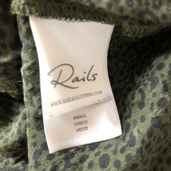Rails Jasmine Dress Animal Print Long Sleeve Blouson Mini Olive Speckled Small - Picture 9 of 11